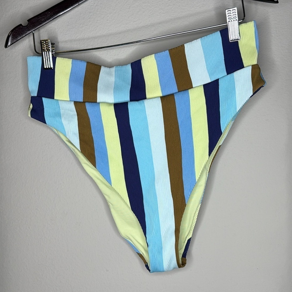 Aerie Striped High Cut Cheeky Bikini Bottom in Women's Size XL